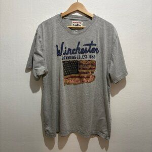 Vintage Winchester short sleeve crew tee with print, applique & embroidery RARE
